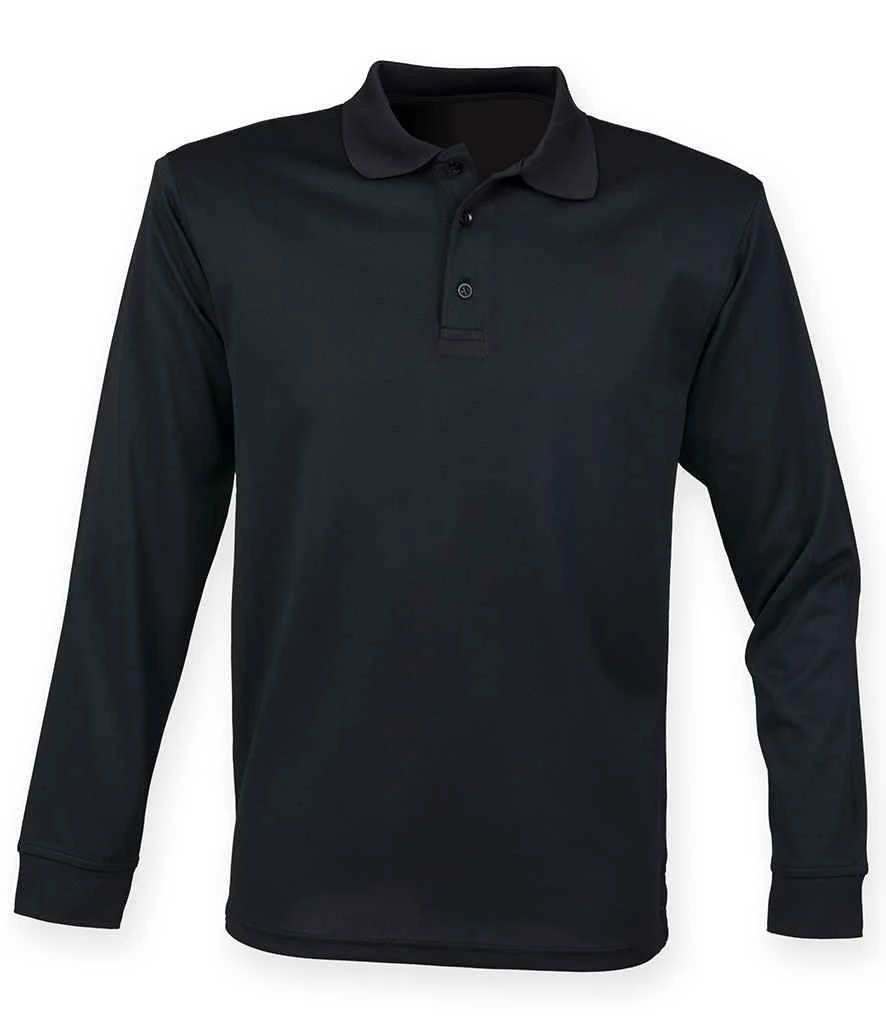 Henbury Unisex Long Sleeve Coolplus Piqué Polo Shirt 2 Henbury Unisex Long Sleeve Coolplus Piqué Polo Shirt - Image 2