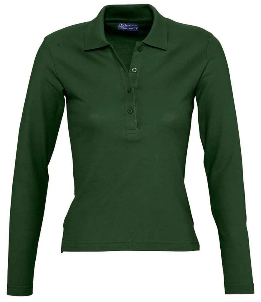 SOL'S Sols Ladies Podium Long Sleeve Cotton Piqué Polo Shirt 8 SOL'S Sols Ladies Podium Long Sleeve Cotton Piqué Polo Shirt - Image 8