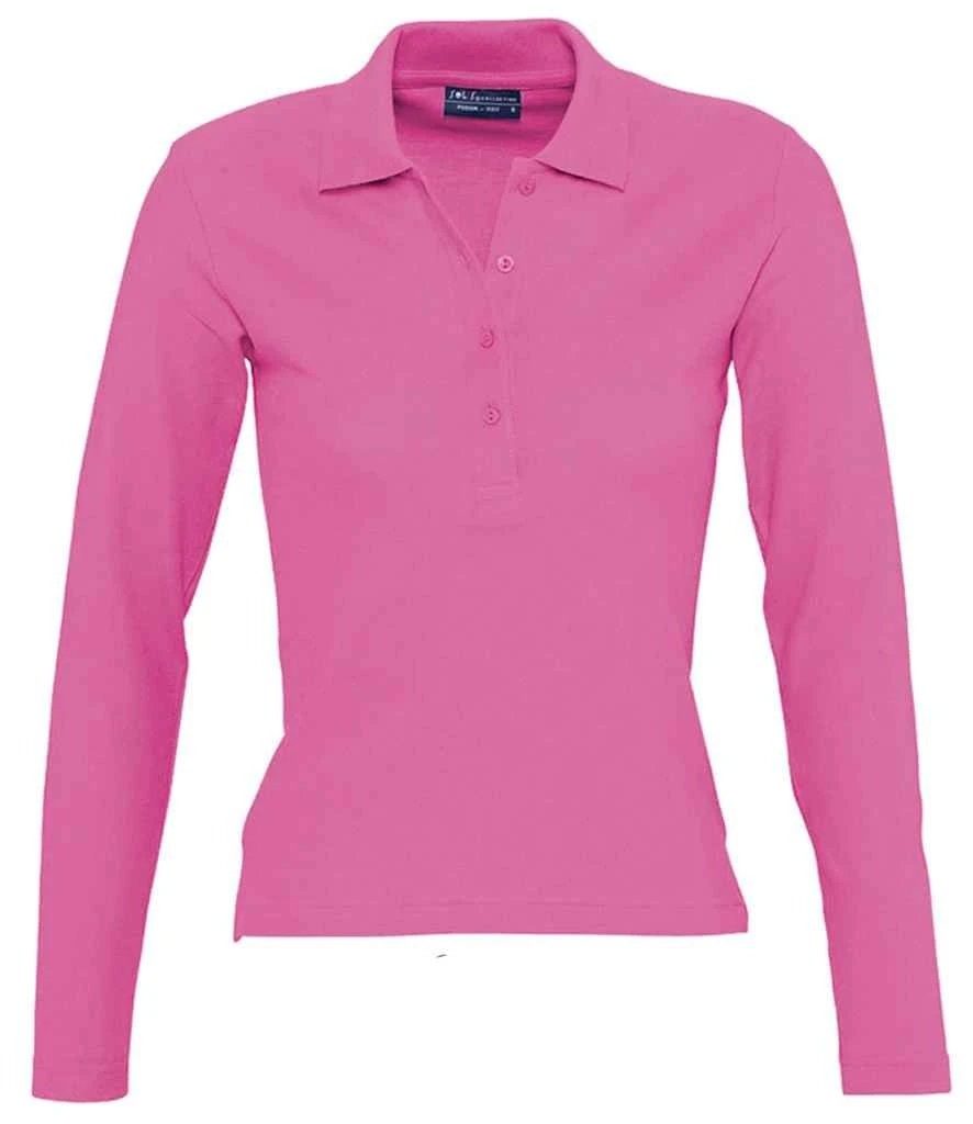SOL'S Sols Ladies Podium Long Sleeve Cotton Piqué Polo Shirt 1 SOL'S Sols Ladies Podium Long Sleeve Cotton Piqué Polo Shirt