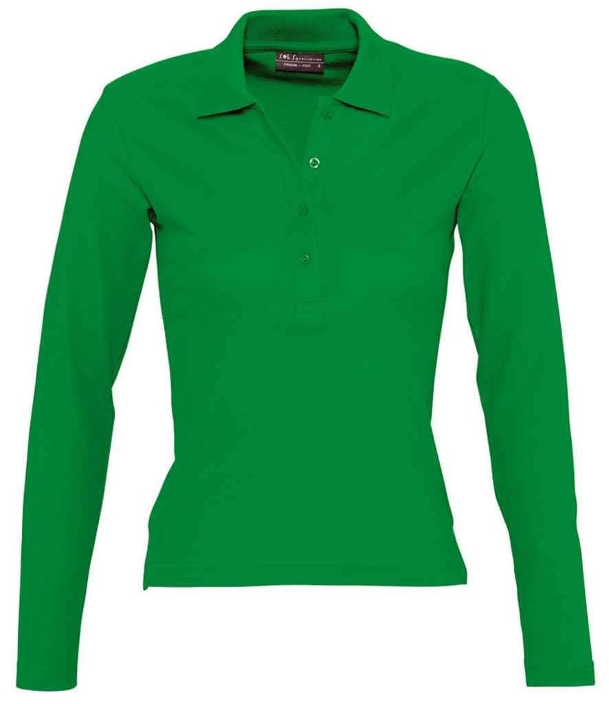 SOL'S Sols Ladies Podium Long Sleeve Cotton Piqué Polo Shirt 7 SOL'S Sols Ladies Podium Long Sleeve Cotton Piqué Polo Shirt - Image 7