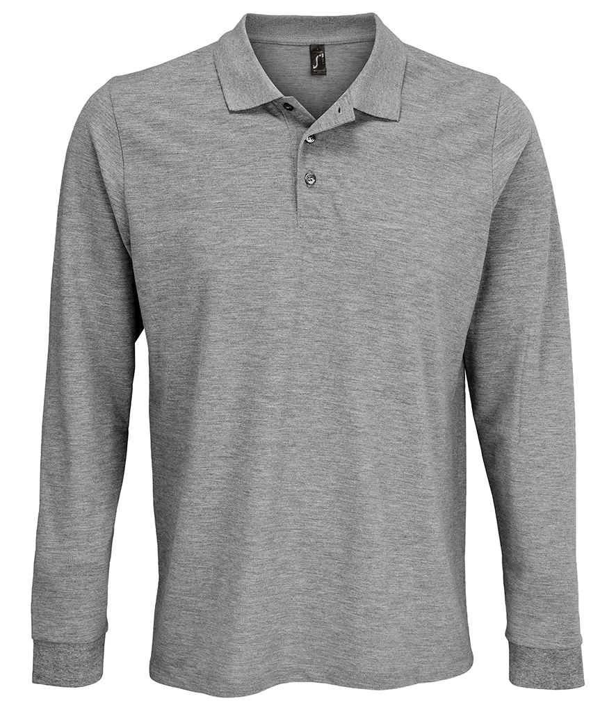SOL'S Sols Unisex Prime Long Sleeve Piqué Polo Shirt 3 SOL'S Sols Unisex Prime Long Sleeve Piqué Polo Shirt - Image 3