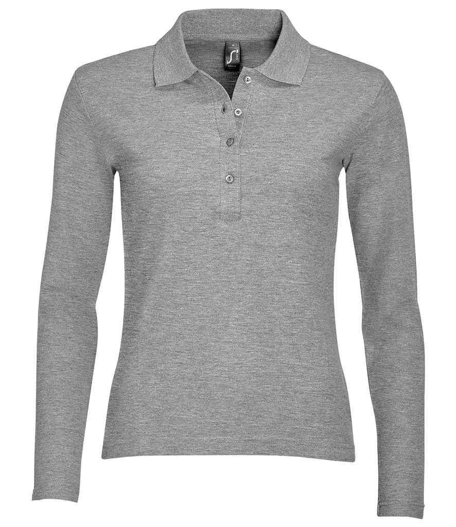 SOL'S Sols Ladies Podium Long Sleeve Cotton Piqué Polo Shirt 6 SOL'S Sols Ladies Podium Long Sleeve Cotton Piqué Polo Shirt - Image 6