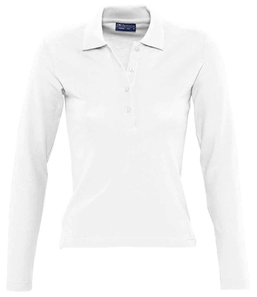 SOL'S Sols Ladies Podium Long Sleeve Cotton Piqué Polo Shirt 13 SOL'S Sols Ladies Podium Long Sleeve Cotton Piqué Polo Shirt - Image 13