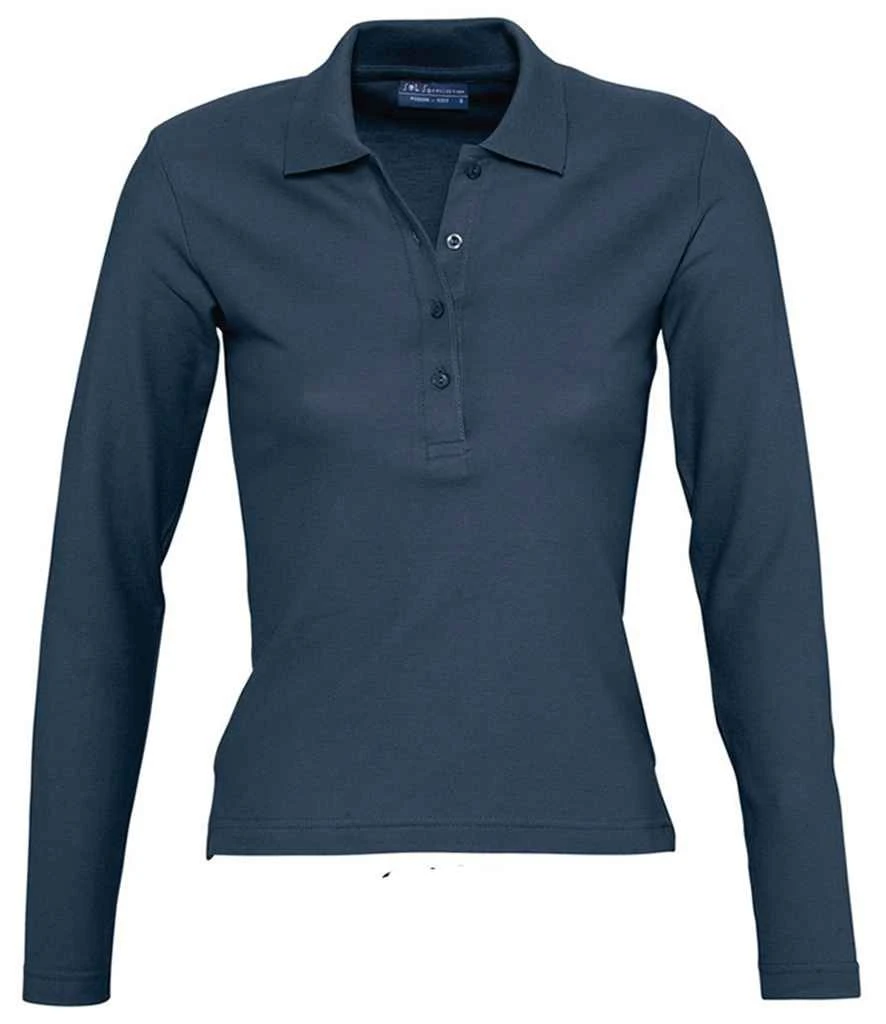 SOL'S Sols Ladies Podium Long Sleeve Cotton Piqué Polo Shirt 11 SOL'S Sols Ladies Podium Long Sleeve Cotton Piqué Polo Shirt - Image 11
