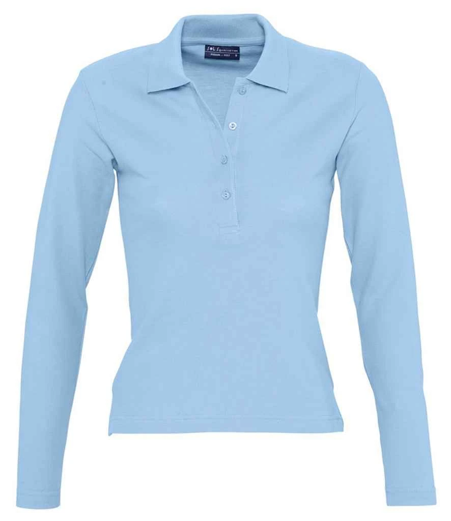 SOL'S Sols Ladies Podium Long Sleeve Cotton Piqué Polo Shirt 12 SOL'S Sols Ladies Podium Long Sleeve Cotton Piqué Polo Shirt - Image 12
