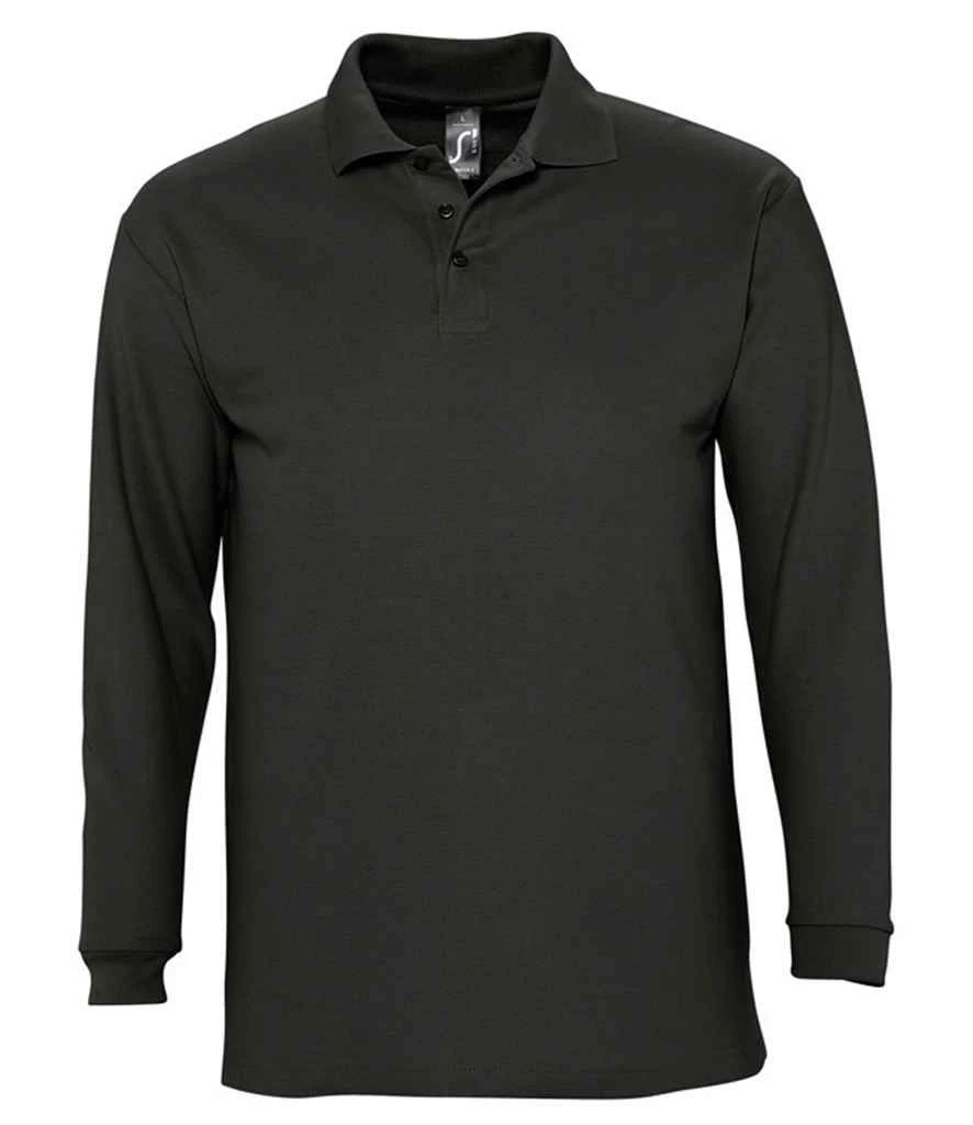 SOL'S Sols Winter Ii Long Sleeve Cotton Piqué Polo Shirt 2 SOL'S Sols Winter Ii Long Sleeve Cotton Piqué Polo Shirt - Image 2