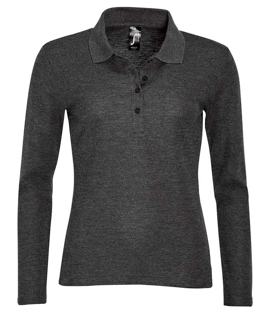 SOL'S Sols Ladies Podium Long Sleeve Cotton Piqué Polo Shirt 5 SOL'S Sols Ladies Podium Long Sleeve Cotton Piqué Polo Shirt - Image 5