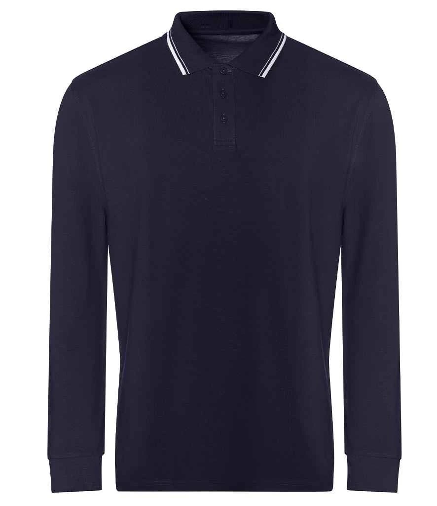 Just Polos Awdis Long Sleeve Tipped 100 Polo Shirt 4 Just Polos Awdis Long Sleeve Tipped 100 Polo Shirt - Image 4