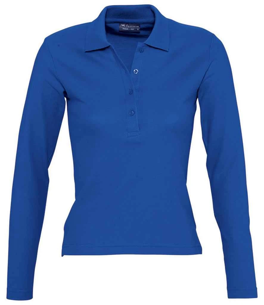SOL'S Sols Ladies Podium Long Sleeve Cotton Piqué Polo Shirt 9 SOL'S Sols Ladies Podium Long Sleeve Cotton Piqué Polo Shirt - Image 9